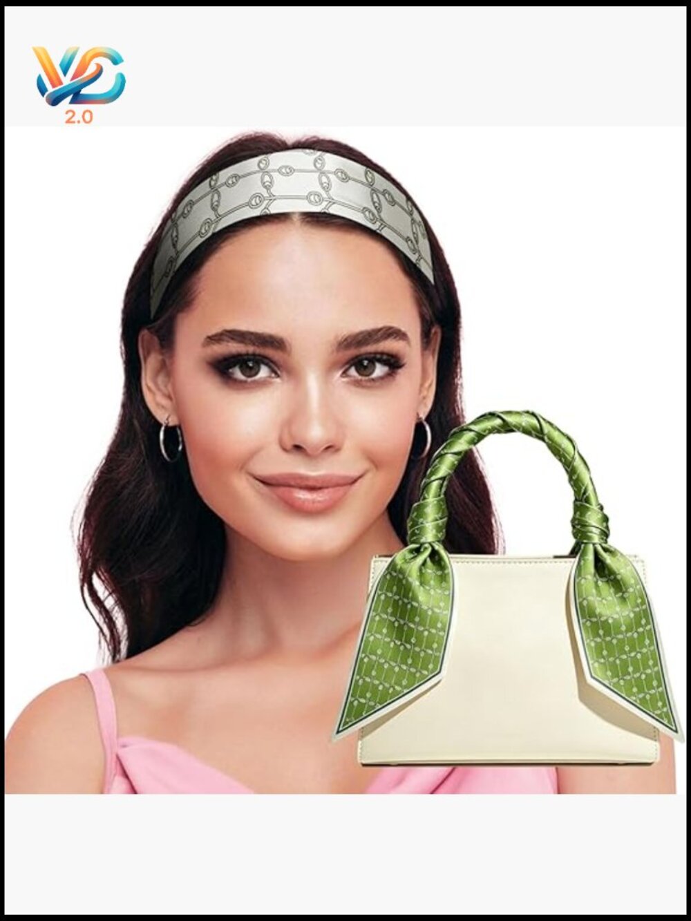 Luxurious Silk Feel Fashion Scarf Multifunctional Head Wrap Handbag Accessory